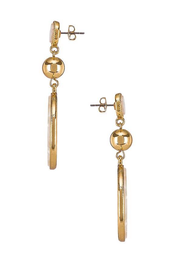 view 2 of 2 Drop Hoop Earrings in White