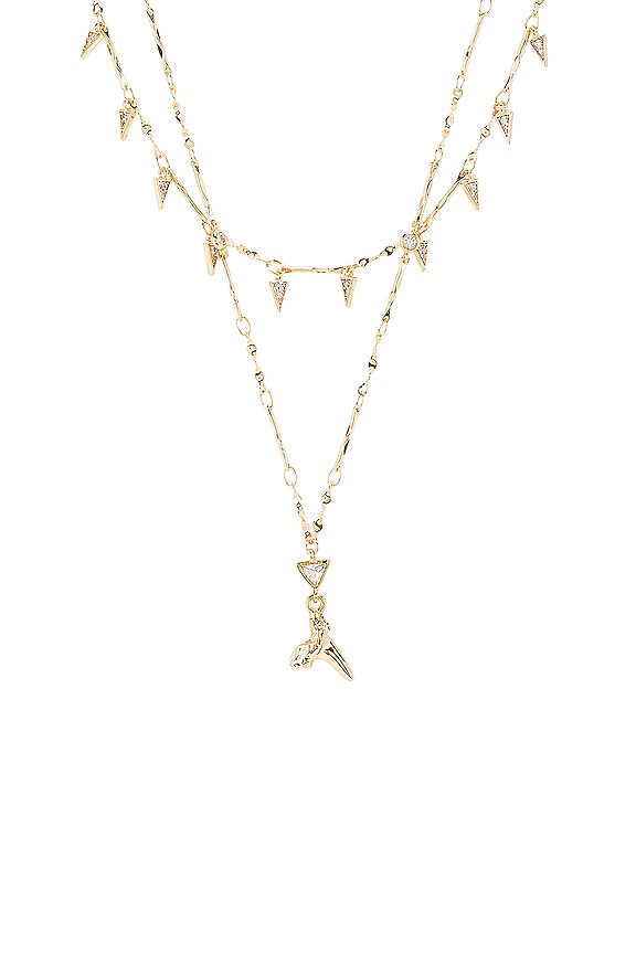 view 2 of 2 Layered Shark Tooth Necklace in Gold