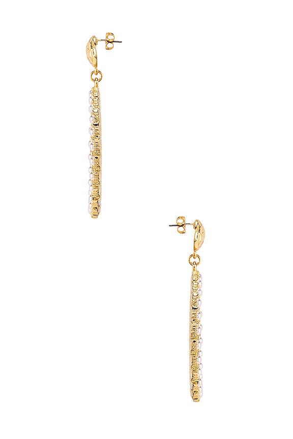 view 2 of 2 Pearl Drop Hoop Earring in Pearl & Gold
