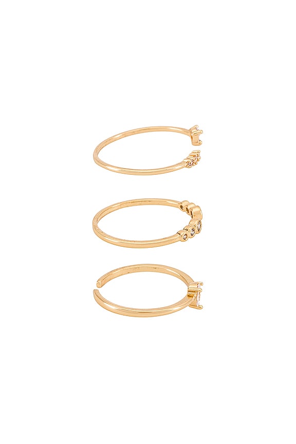 view 2 of 4 Crystal Stacking Rings in Gold