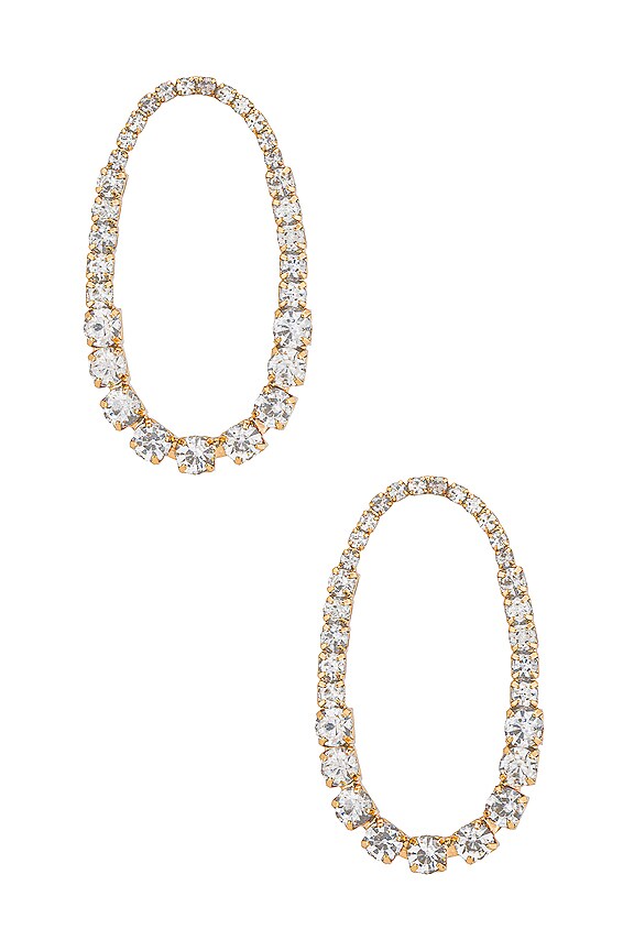 Ettika Crystal Oval Hoop in Gold | REVOLVE