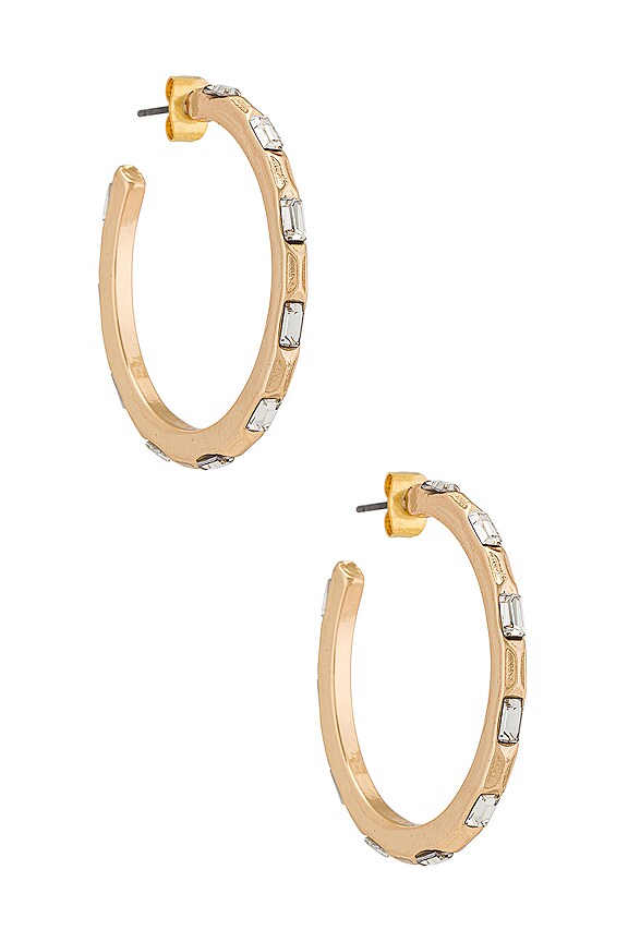 view 1 of 2 Crystal Detail Hoop in Gold