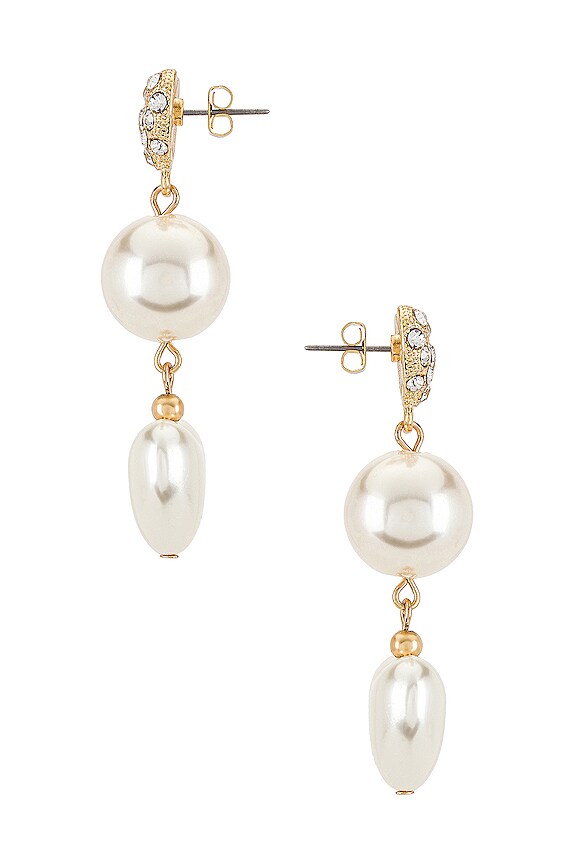 view 2 of 3 Pearl Heart Drop Earrings in Gold