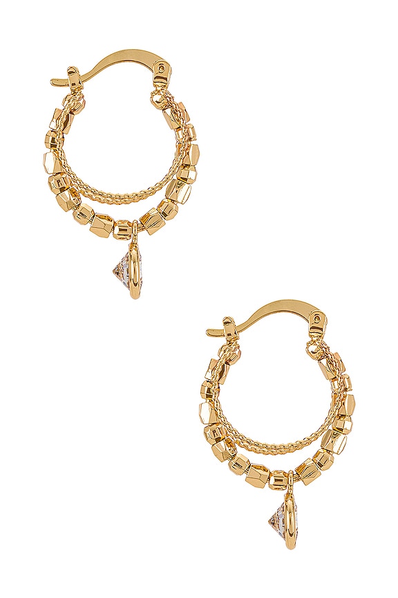 view 2 of 3 Embellished Hoop Earrings in Gold