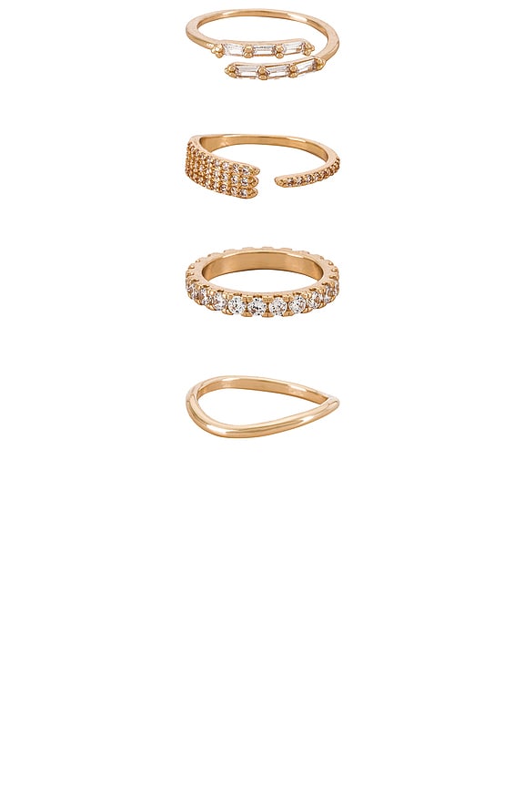 Ettika Crystal Embellished Ring Set in Clear Crystals | REVOLVE