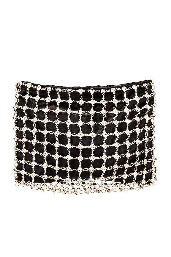 view 2 of 5 Rhinestone Chain Crossbody Bag in Black, Clear & Gold