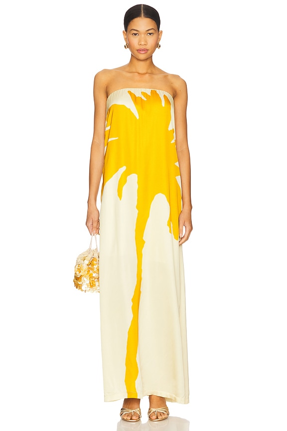 view 2 of 4 Palmarie Dress in Ivory & Mustard Palm