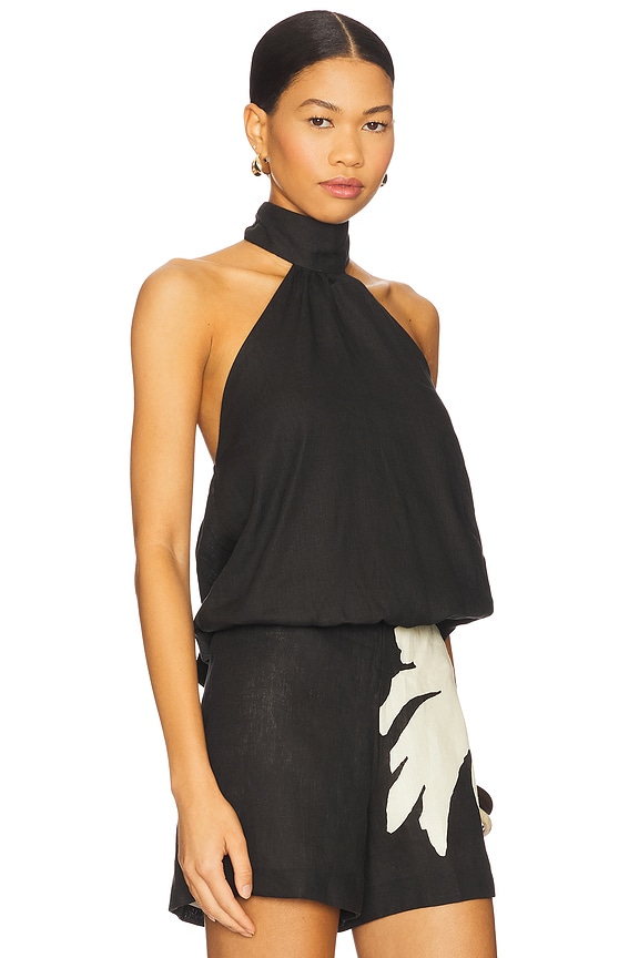 view 2 of 4 Arena Top in Solid Black Linen