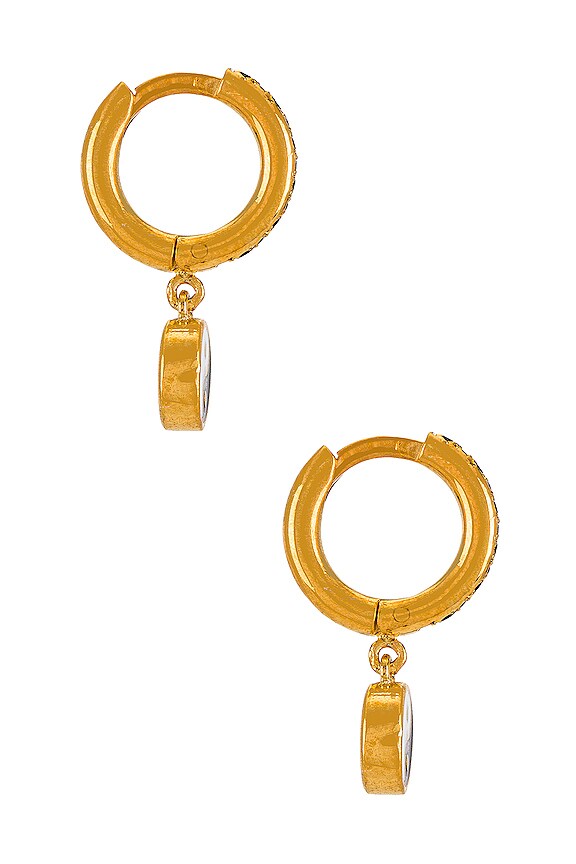 view 2 of 2 Ying Yang Midi Hoops in Gold