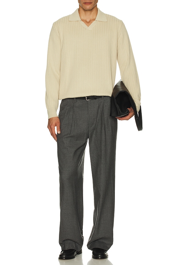 view 2 of 4 Clifford Knitted Ribbed Polo in Stone