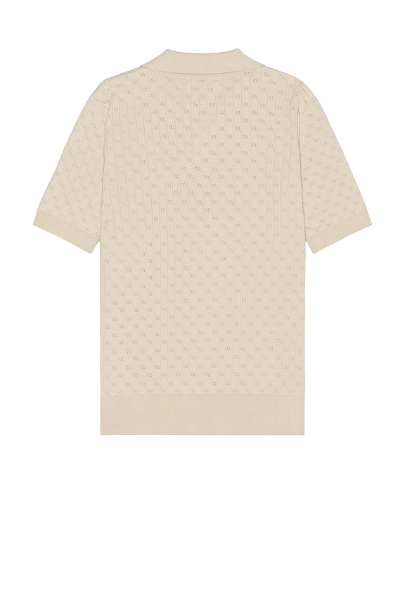 view 2 of 3 Jacobs Short Sleeve Polo in Peyote Sand Perforated Lace