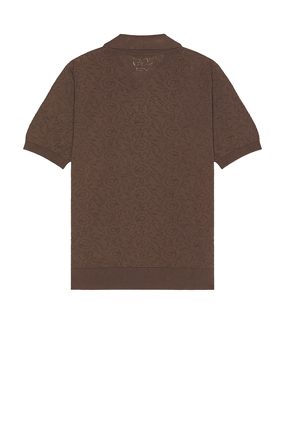 view 2 of 3 Belser Knitted Polo in Dark Brown Sun Swirls