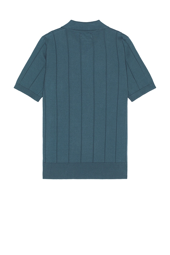 view 2 of 3 Jacobs Short Sleeve Polo in Aegean Blue Punched Stripe