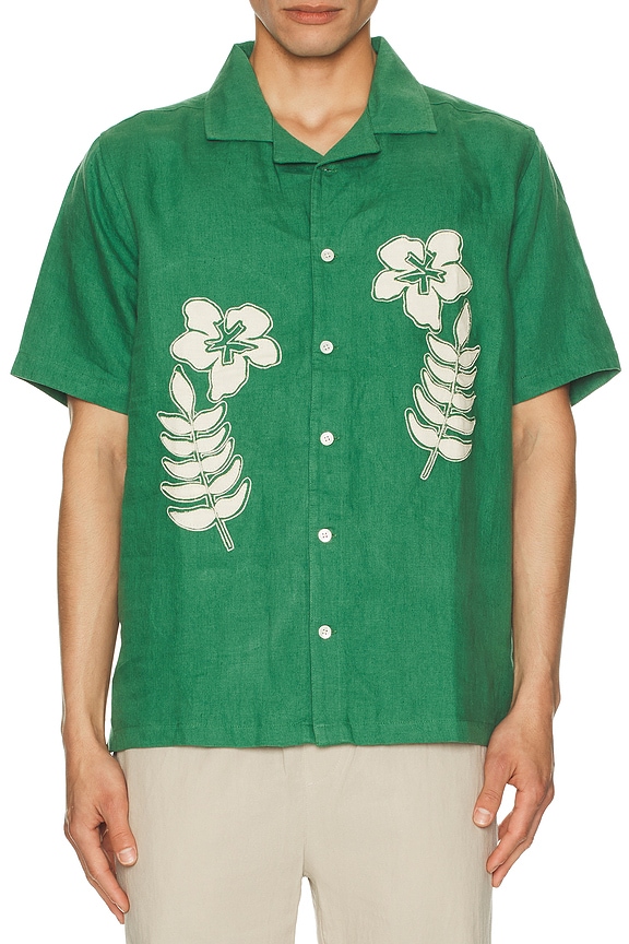 view 4 of 4 Stachio Shirt in Tropical Green Floral Flock