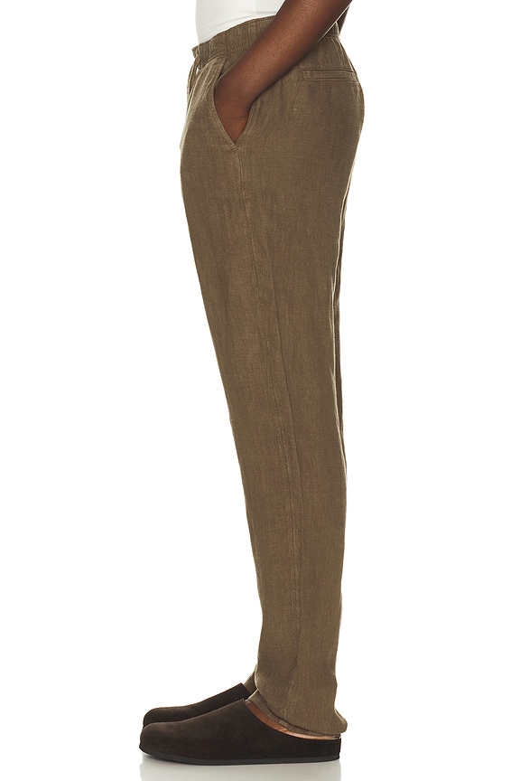 view 2 of 5 Linen Drawstring Pants in Dark Palm