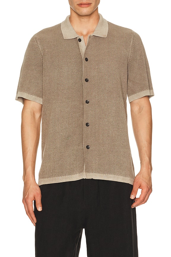 view 1 of 4 Short Sleeve Sunwashed Knitted Shirt in Island Brown