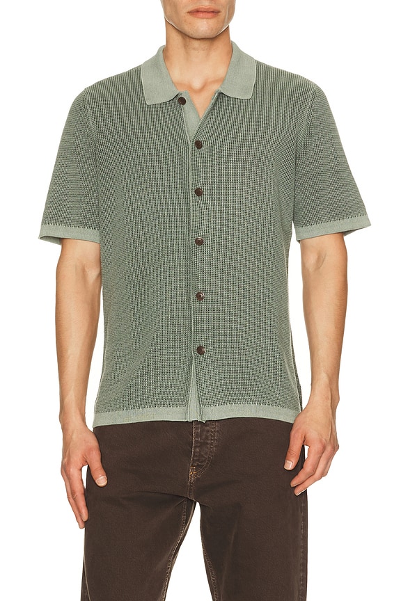 view 1 of 4 Short Sleeve Sunwashed Knitted Shirt in Mountain Olive