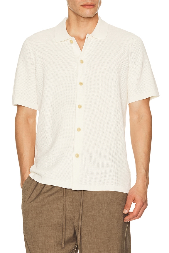 view 1 of 4 Short Sleeve Sunwashed Knitted Shirt in White Shell
