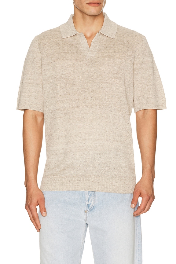 view 1 of 4 Short Sleeve Linen Sweater Polo in Tropic Sands Melange