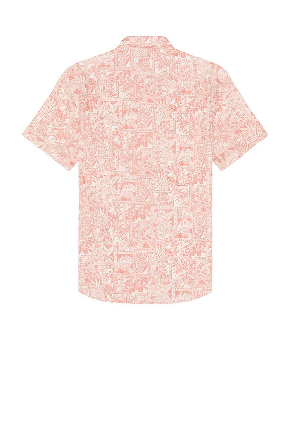 view 2 of 3 Short Sleeve Stretch Playa Shirt in Coral Tile Print