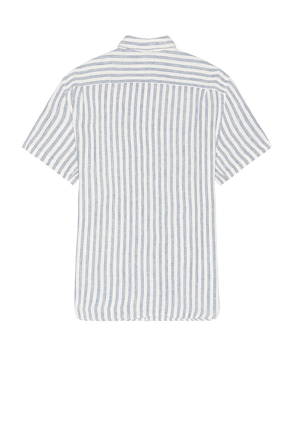 view 2 of 3 Short Sleeve Palma Linen Shirt in Horizon Ivory Stripe