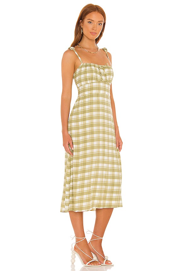 view 2 of 3 Raven Midi Dress in Ligne Check Print Olive