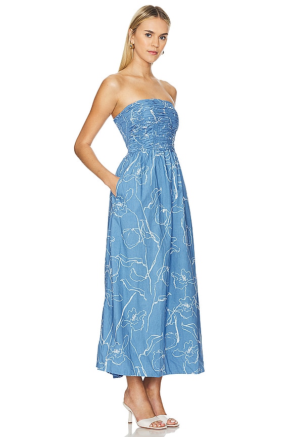 view 2 of 3 Dominquez Midi Dress in Calla Mid Blue Print