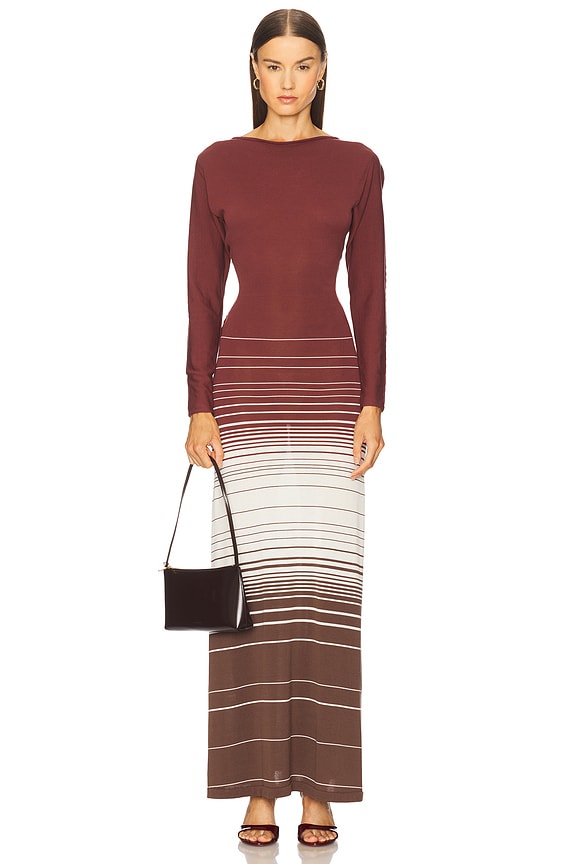 view 2 of 3 MAXIVESTIDO IDUN in Accordion Stripe Bordeaux