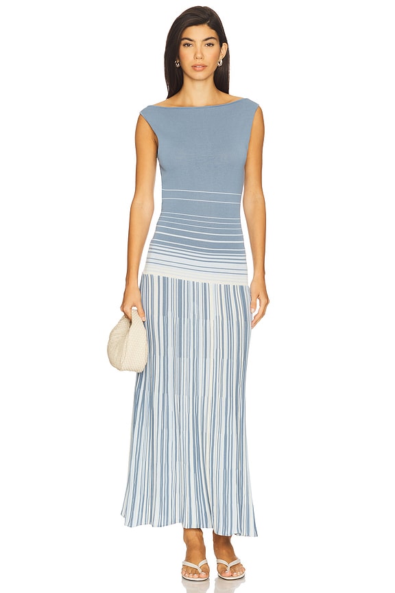 view 2 of 5 ROBE MAXI XYLA in Accordion Stripe Mineral Blue