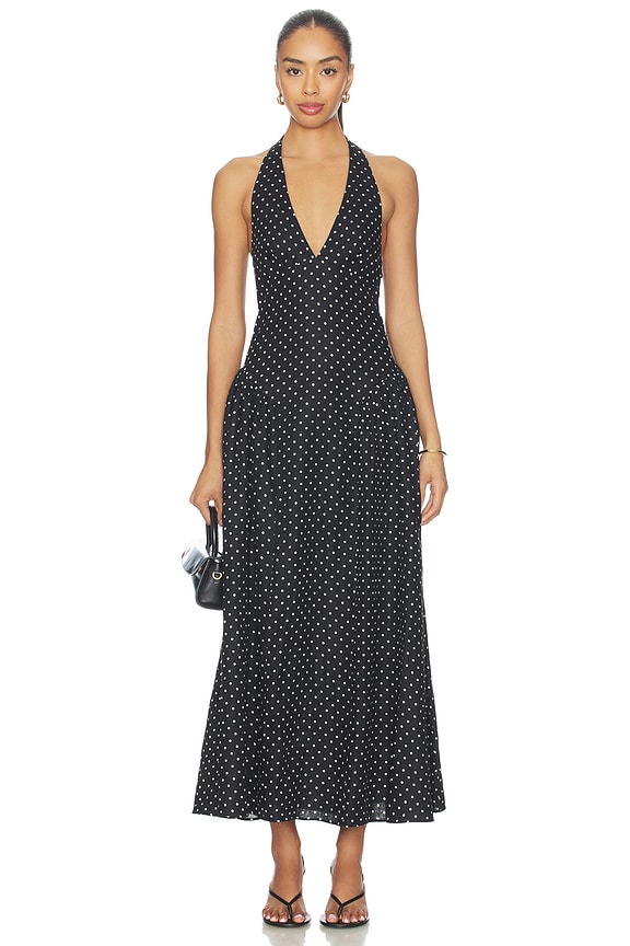 view 1 of 4 La Cala Midi Dress in Lola Polka Dot Black & Cream