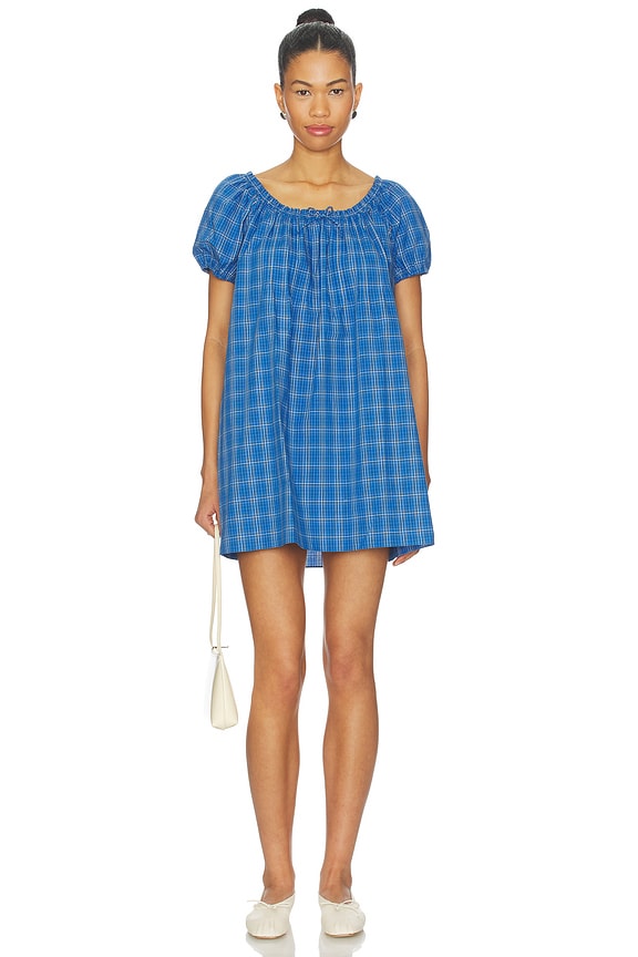 view 1 of 4 Costa Mini Dress in Flor Check Cobalt