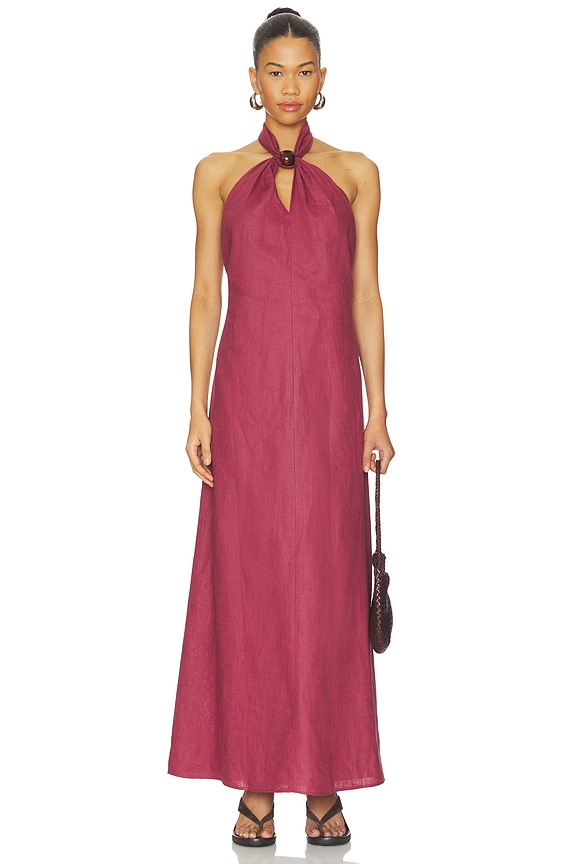 view 1 of 3 ROBE MAXI LOURDES in Rhubarb