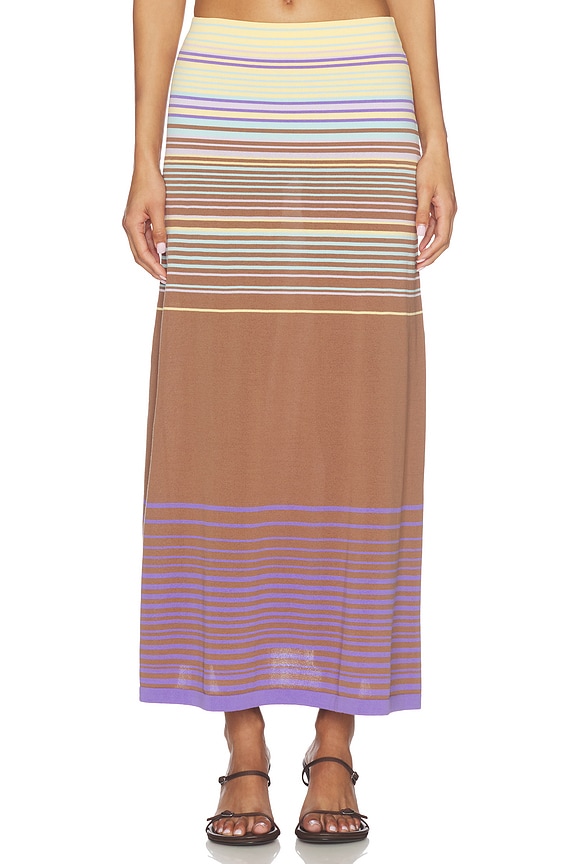 view 1 of 6 Casia Maxi Skirt in Daniela Stripe Mocha Col. 26 Lilac