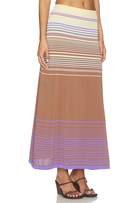 view 2 of 6 Casia Maxi Skirt in Daniela Stripe Mocha Col. 26 Lilac