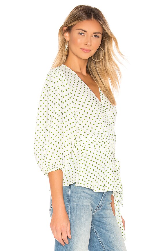 view 2 of 4 Lavender Top in Green Lula Dot