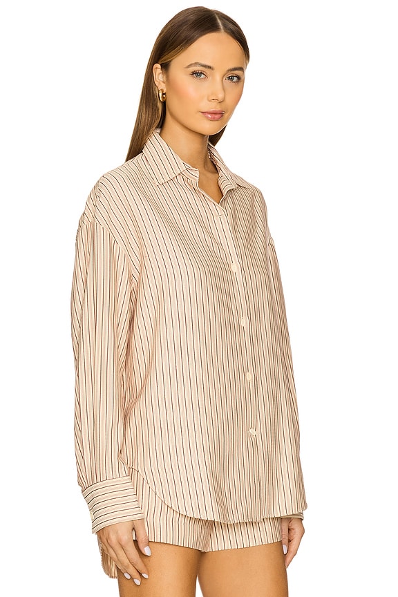 view 2 of 5 EN VAU シャツ in Pinstripe Garnet & Blush