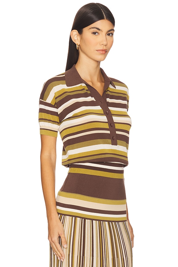view 2 of 4 Sable Polo Shirt in Espresso Pine Stripe