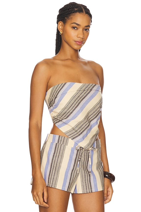 view 2 of 5 Antibes Strapless Top in Marine Stripe