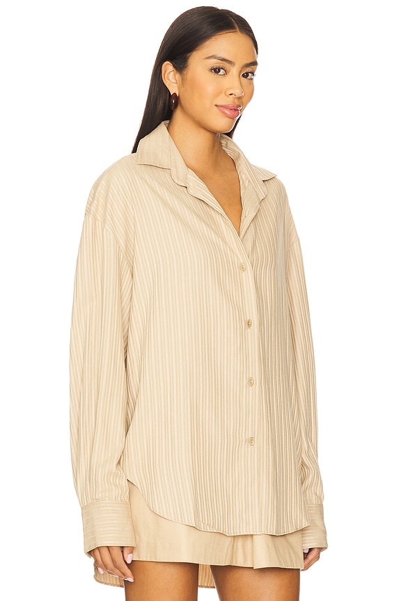 view 2 of 4 En Vau Oversized Shirt in Pinstripe Fawn White