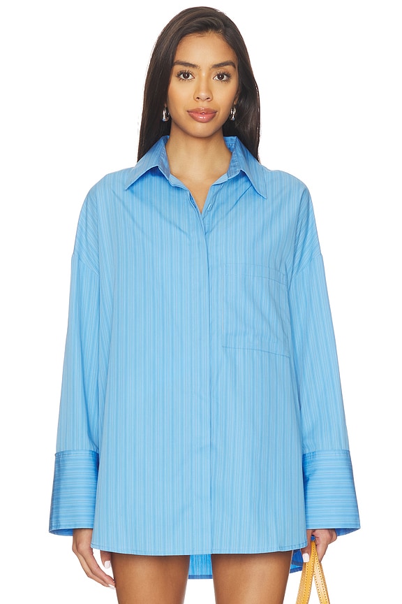 view 2 of 6 Clemente Shirt in Mico Pinstripe Azul