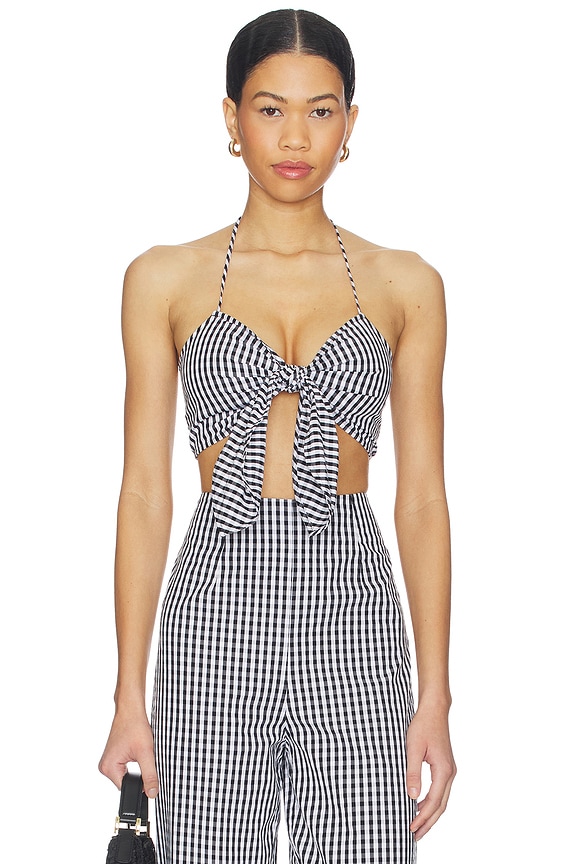 view 1 of 5 Onda Top in Black Textured Gingha