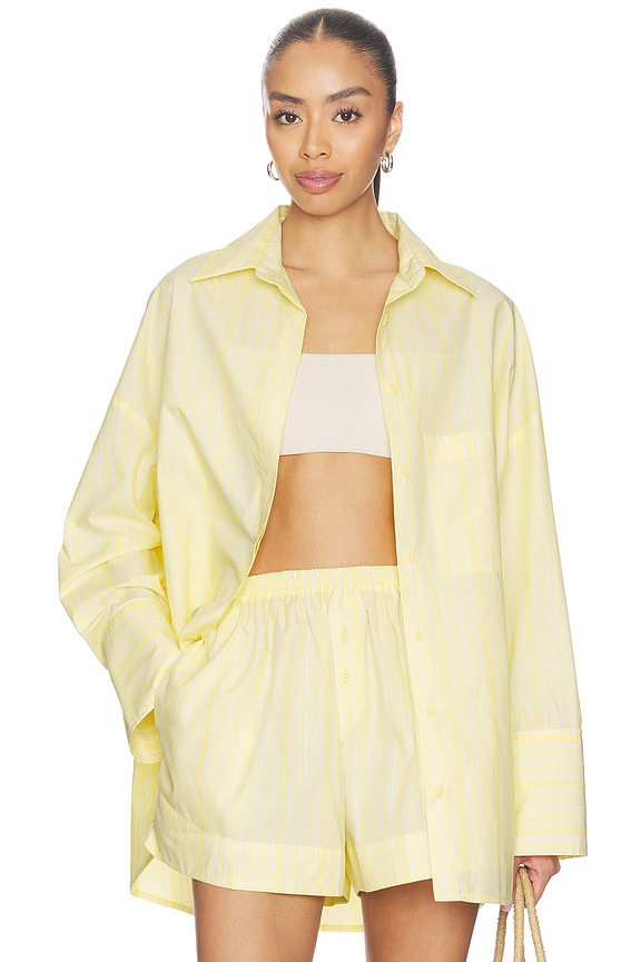 view 1 of 5 Clemente Shirt in Elisa Stripe Daffodil White