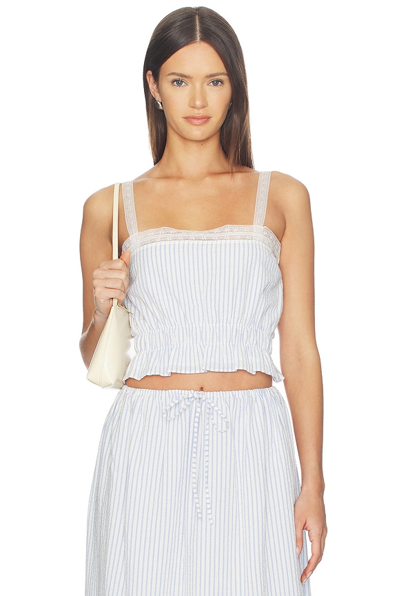 view 1 of 5 Venta Top in Carmen Stripe Light Blue White