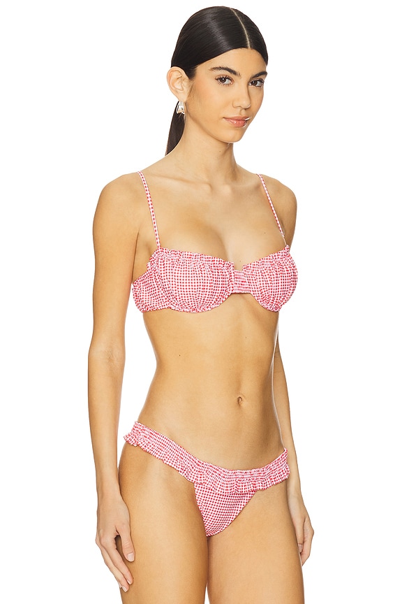 view 2 of 5 Esterel Bikini Top in Gingham Red