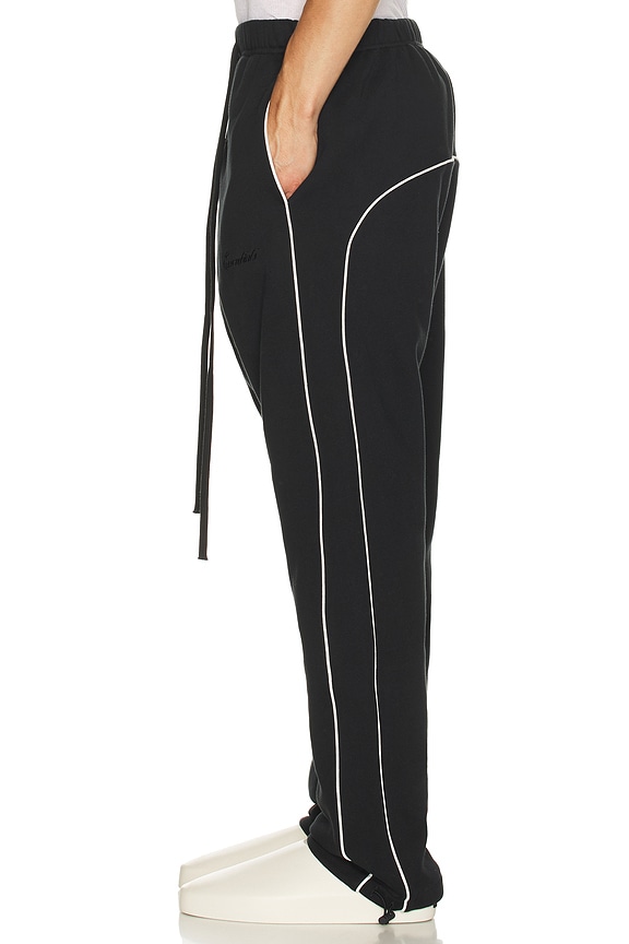 view 2 of 6 Sporty Nylon Relaxed Sweatpant With Piping in Jet Black & Cloud White