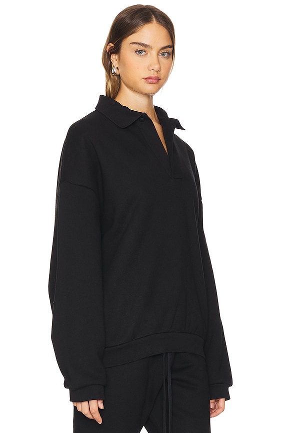 view 2 of 5 Fleece Polo in Black