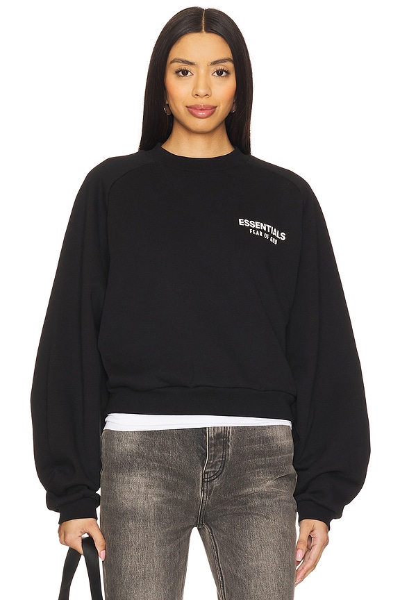 view 2 of 6 Cropped Crewneck Sweatshirt in Black