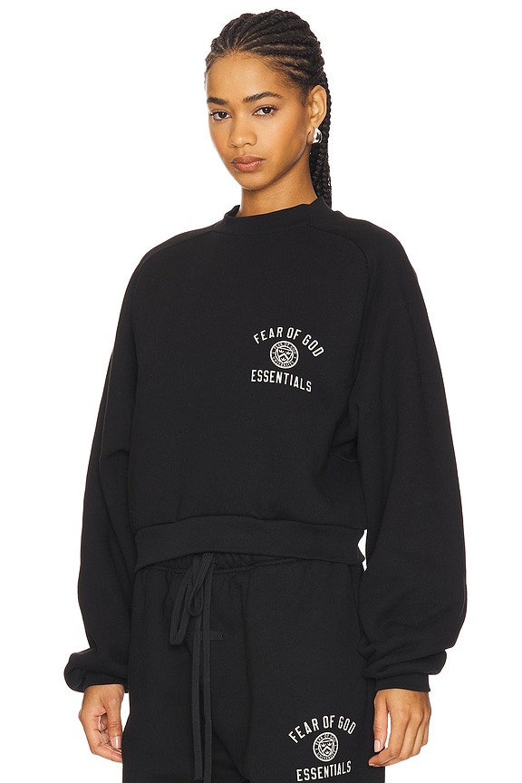 view 2 of 5 Cropped Crewneck Sweatshirt in Black