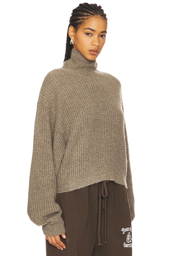 view 2 of 5 Cropped Turtleneck Sweater in Heather Gray