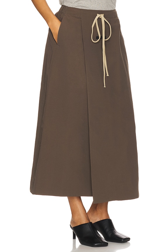 view 2 of 6 Military Nylon Wrap Skirt in Brown
